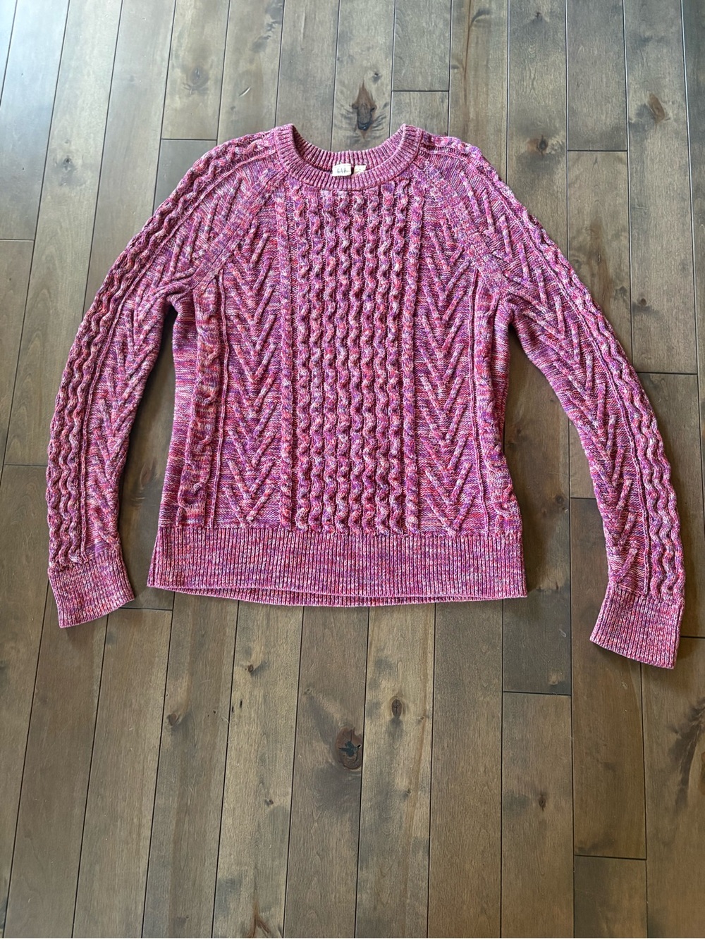 GAP Cable Knit Sweater Medium – Pink Purple Marled Cozy Pullover